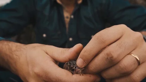 Close - A Man Hands with object Stock Footage 106855184