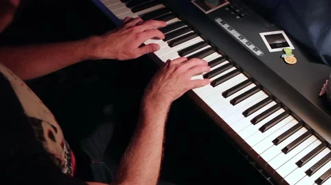 Close up of man hands piano playing Stock Footage 66471864