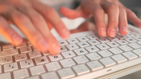 Close up. Man hands type code, develop algorithms, and automate tasks. Stock-Footage 299885268