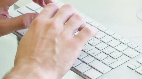 Close up of man hands typing on a computer keyboard Video stock 42489944