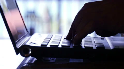 Close up of man hands typing on a laptop keyboard Video stock 48039495