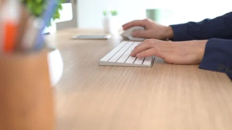 Close Up of Man Hands Using Computer. Stock Footage 127110191