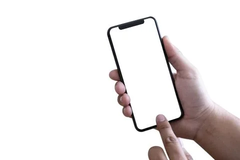 Close up man hands using smart phone Technology and phone technology trends Foto stock