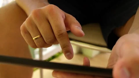 Close up Man Hands Using Tablet. Stock Footage 40384095