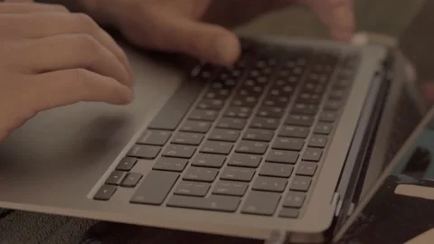 Close up of man hands working on keyboard. Slow motion Stock Footage 208301798