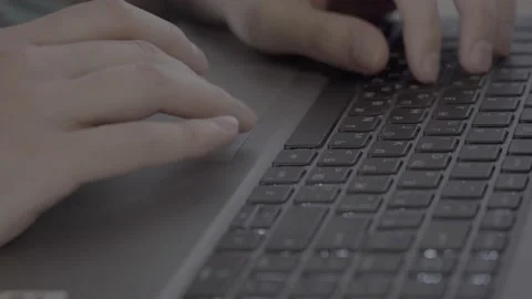 Close up of man hands working on keyboard. Slow motion Stock Footage 208302029