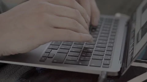 Close up of man hands working on keyboard. Slow motion Video stock 208302216