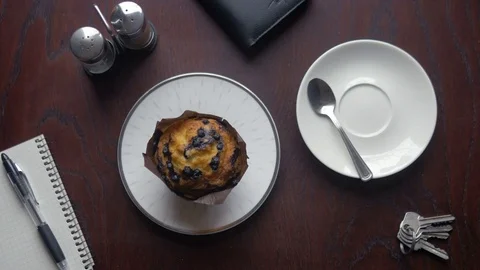 Close-up of man having a quick breakfast in his kitchen Stock Footage 74472410