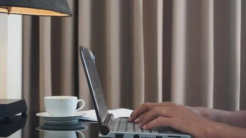 Close up a man hold and use portable device gadget 스톡 사진