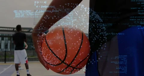 Close-up man holding ball while teammate starting shot for practice, blue code Stock Footage 330653715