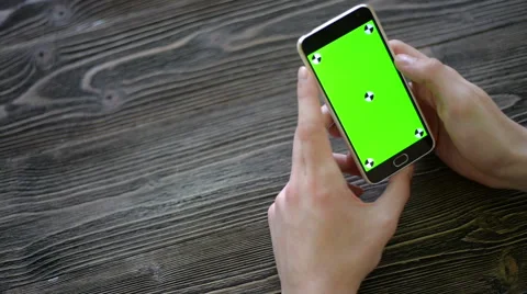 Close Up Man Holding Smartphone Touch With Green Screen Chroma Key Stock Footage 62566898