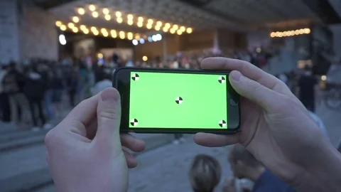 Close Up Man Holding Smartphone Touch With Green Screen Chroma Key Stock Footage 76044312