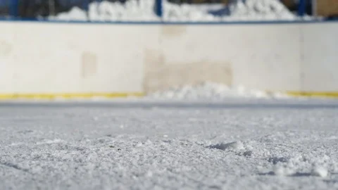 CLOSE- UP: Man ice skating and stopping Stock Footage 92761565