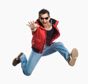 Close-up of a man jumping Fotos Stock