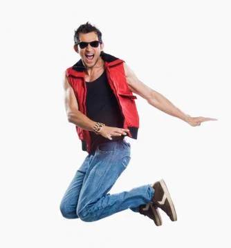 Close-up of a man jumping Fotos Stock