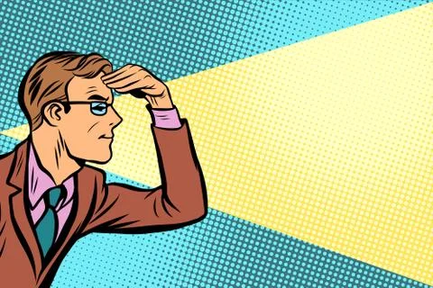 Close-up man looking forward Illustrazione stock