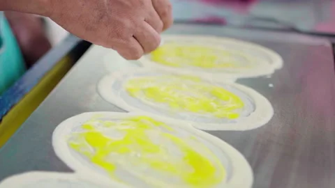 Close up man making thai local pancake 100fps Stock-Footage 156172135