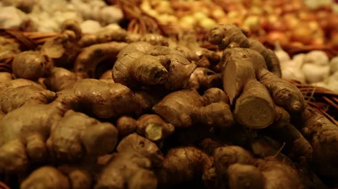Close Up of Man Picking Ginger in Market Stock Video 動画素材 34365008