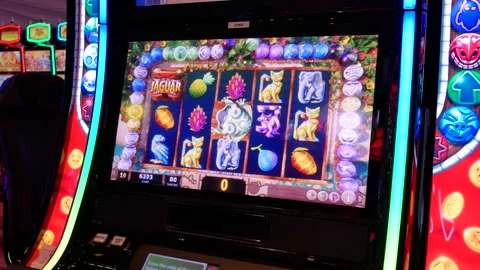 Close up man playing slot machine and win a big price Video stock 236466688