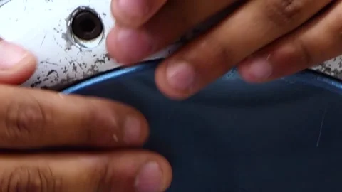 Close-up of a man playing the Turkish drum Stock Footage 243845290