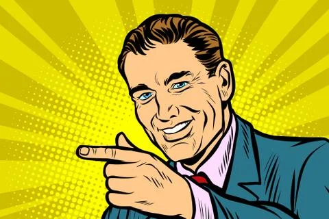 Close up Man pointing finger Stock Illustration