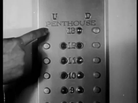 Close-up of man pressing elevator button to penthouse Video stock 260256489