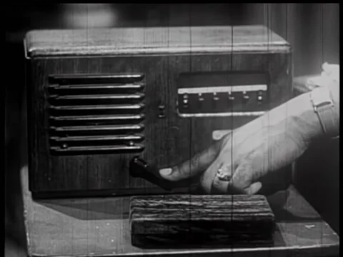 Close-up of man pushing handle of old-fashioned intercom system Stock Footage 260253315