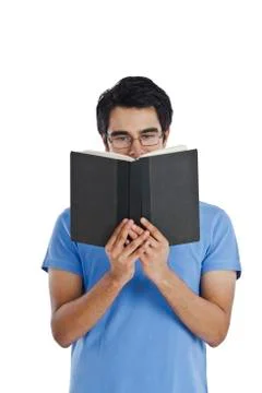 Close-up of a man reading a book Stockfoto's