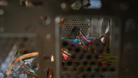 Close-up of Man Repairing Desktop Computer Motherboard with Screwdriver Stock Footage 341415948