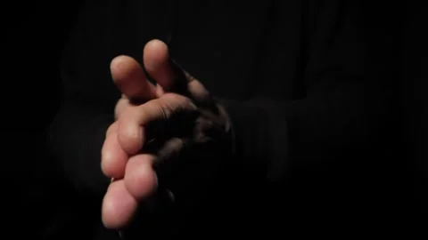 Close-up of man rubbing his hands palm to palm. Stock Footage 261824174