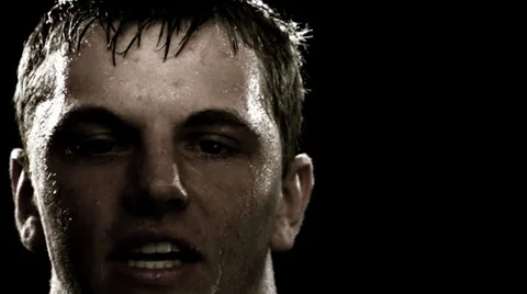 Close up of man running and sweating Stock Footage 33830902