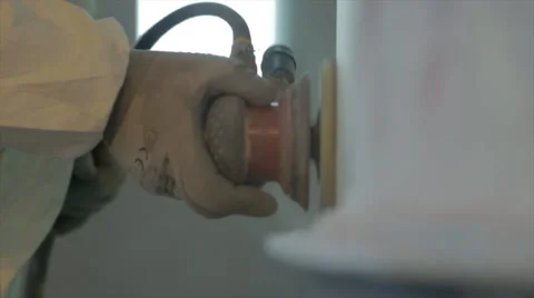 Close up of man sanding - Slow Motion Stock Footage 44291107