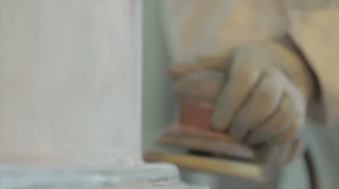 Close up of man sanding - Slow Motion Stock Footage 44292314