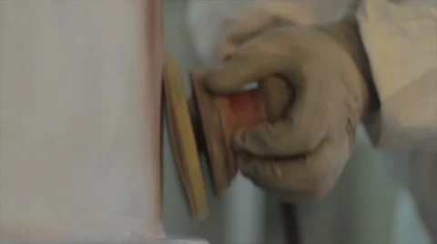 Close up of man sanding - Slow Motion Stock Footage 44292321