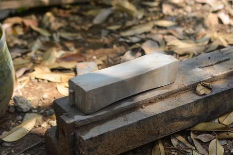 Close-up of a Man Sharpening a Knife Stock Photos