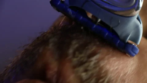 Close-up man shaving razor. First-person view, camera follows repeated movements Видео 132079873