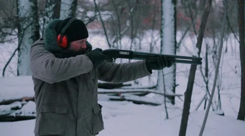 Close up man with shotgun shoot Stock Footage 67217210