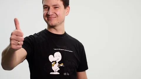 Close up of man showing thumbs up gesture concept, close up of man showing Stock Footage 87414248