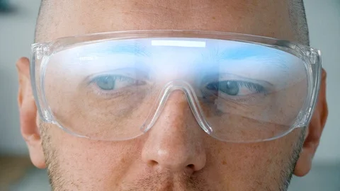 Close up of man in smart glasses with coding Stock Footage 103221277