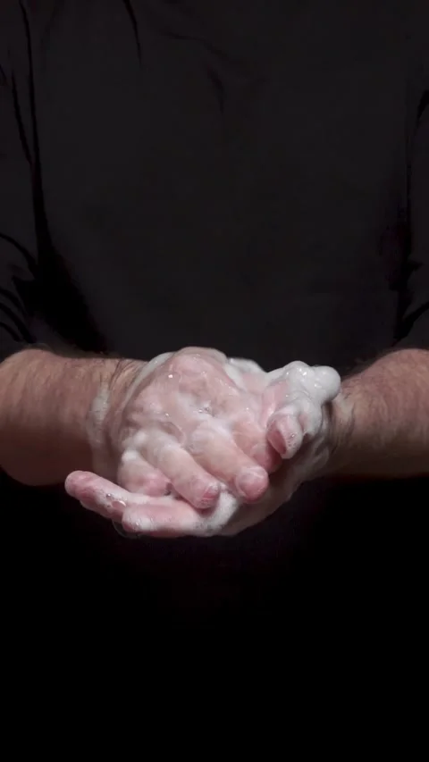 Close-up of a man soaping his hands before washing Stock-Footage 314787269