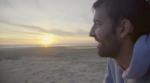 Close up of man staring into the distance Stock Footage 59902735