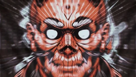 Close-up of a man with a strange face after an explosion in a seamless loop. Stock Footage 288322043