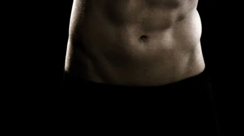 Close up of man stretching his stomach muscles Stock Footage 33831153