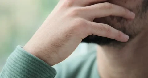 Close up of man suffering with depression Stock Footage 156520493