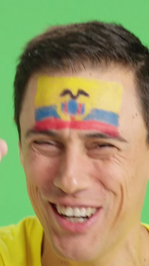 Close up of a man supporting ecuadorian team Stock Footage 275638290