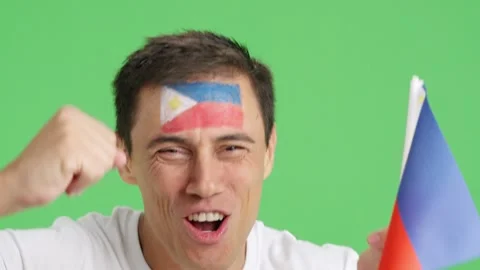 Close up of a man supporting philippine team Video stock 253873971