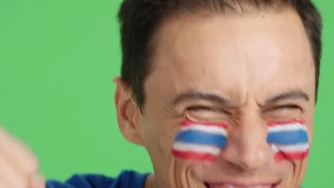 Close up of a man supporting thai team Stock Footage 255549116