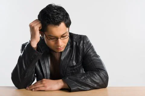 Close-up of a man thinking Stock Photos
