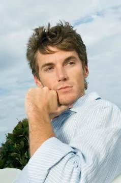 Close-up of a man thinking Stock Photos