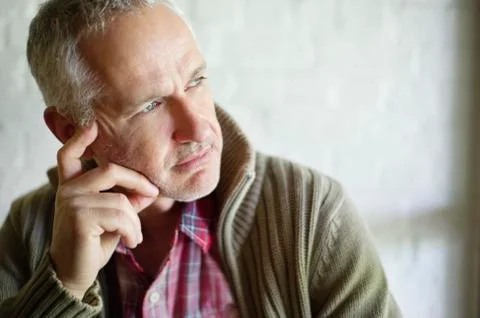 Close-up of a man thinking Stock Photos